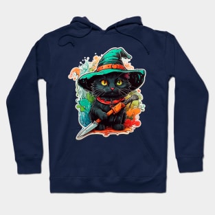 DANGEROUS BLACK CAT WITH WITCH HAT Hoodie